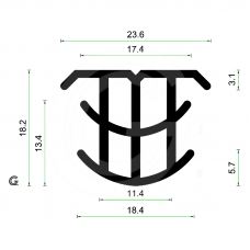 Dilatation profile | EPDM | 18,2 x 23,6 mm | per meter